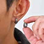 Punk Stainless Steel Hoop Earrings for Men Teens, Hypoallergenic Waterproof Small Huggies Earrings,Rock Hip Hop Cool
