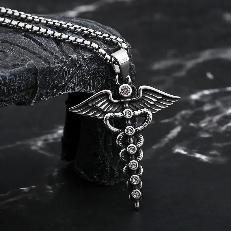 Good Polished 2024 New 316L Stainless Steel Feather With Zircon Pendant Necklace For Men Fashion Casual  Jewelry Couple Gift