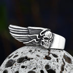 Movie 2022 News Personality Vintage Stainless Steel Feather Wings Ring With Skull Anels Male&Female Punk Boyfriend Gift