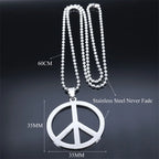Peace Symbol Stainless Steel Chain Necklaces for Women Unisex Simple Silver Color Necklace Jewelry Women or Men Jewelry