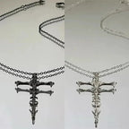 Skull Cross Silver Pendant Necklace
