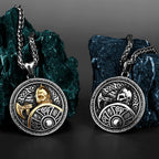 Nordic Viking Odin Warrior Axe Shield Retro Pop Pendant Necklace Stainless Steel Amulet Necklace Men's Gift Jewelry Wholesale