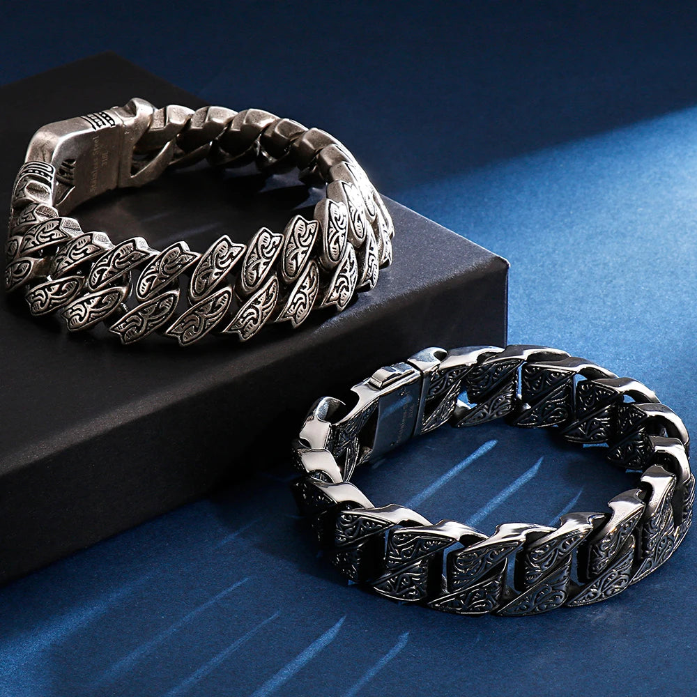 316l Stainless Steel Link Chain Man Bracelet for Men Punk Rock Gothic Vintage Biker Jewelry Price Men's Bracelets Boys