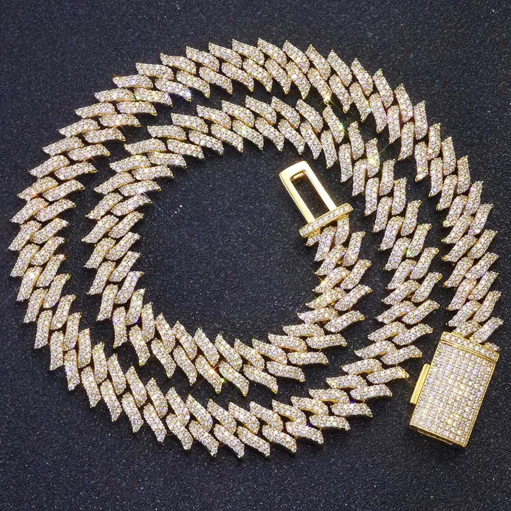 Iced Out Spiked Chain Necklace Stainless Steel