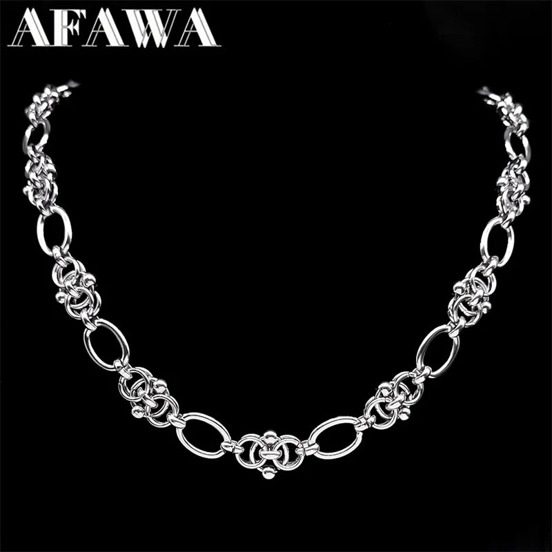 Gothic Thorns Knot Chain Necklace for Men Women Stainless Steel Silver Color Hip Hop Trend Neck Chains Cool Jewelry