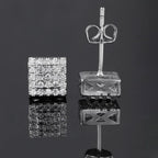 Silver Iced Out Square Stud Earrings CZ