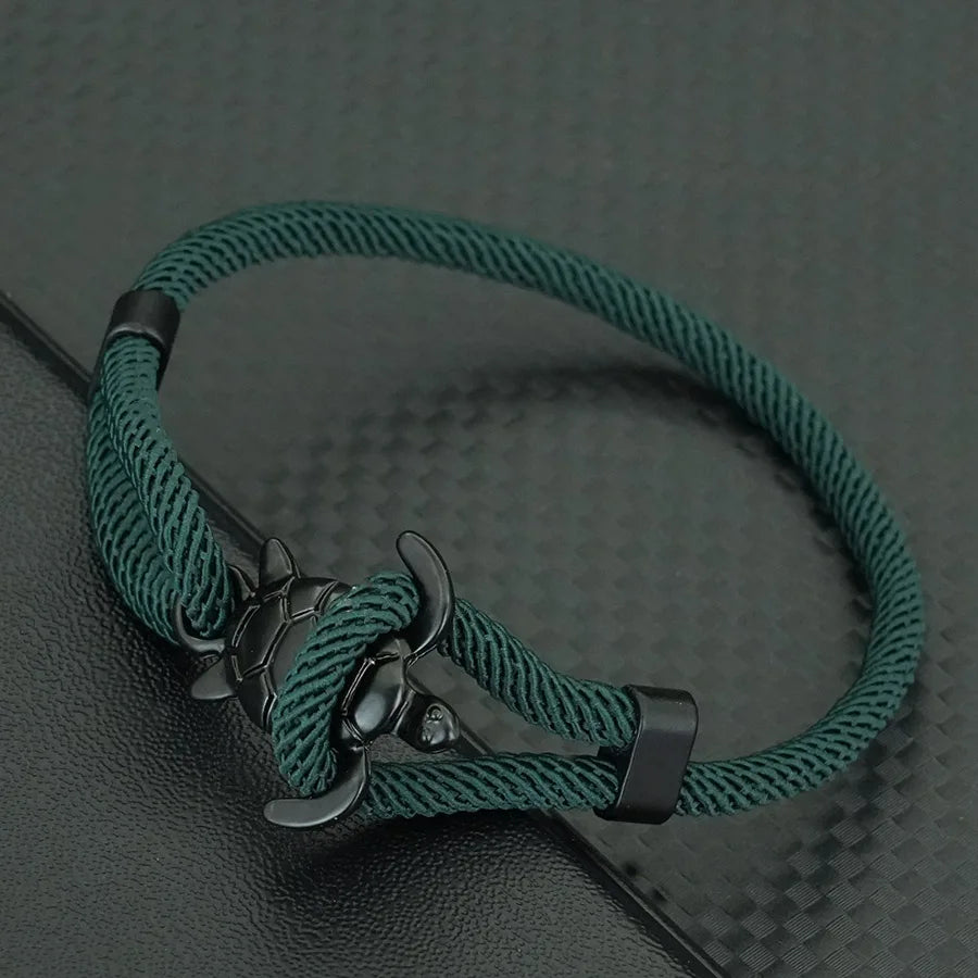 Unique Marine Turtle Rope Bracelet Men Adjustable Easy Hook Multi-Color Option Milan Cord Wristband Beach Homme Jewelry