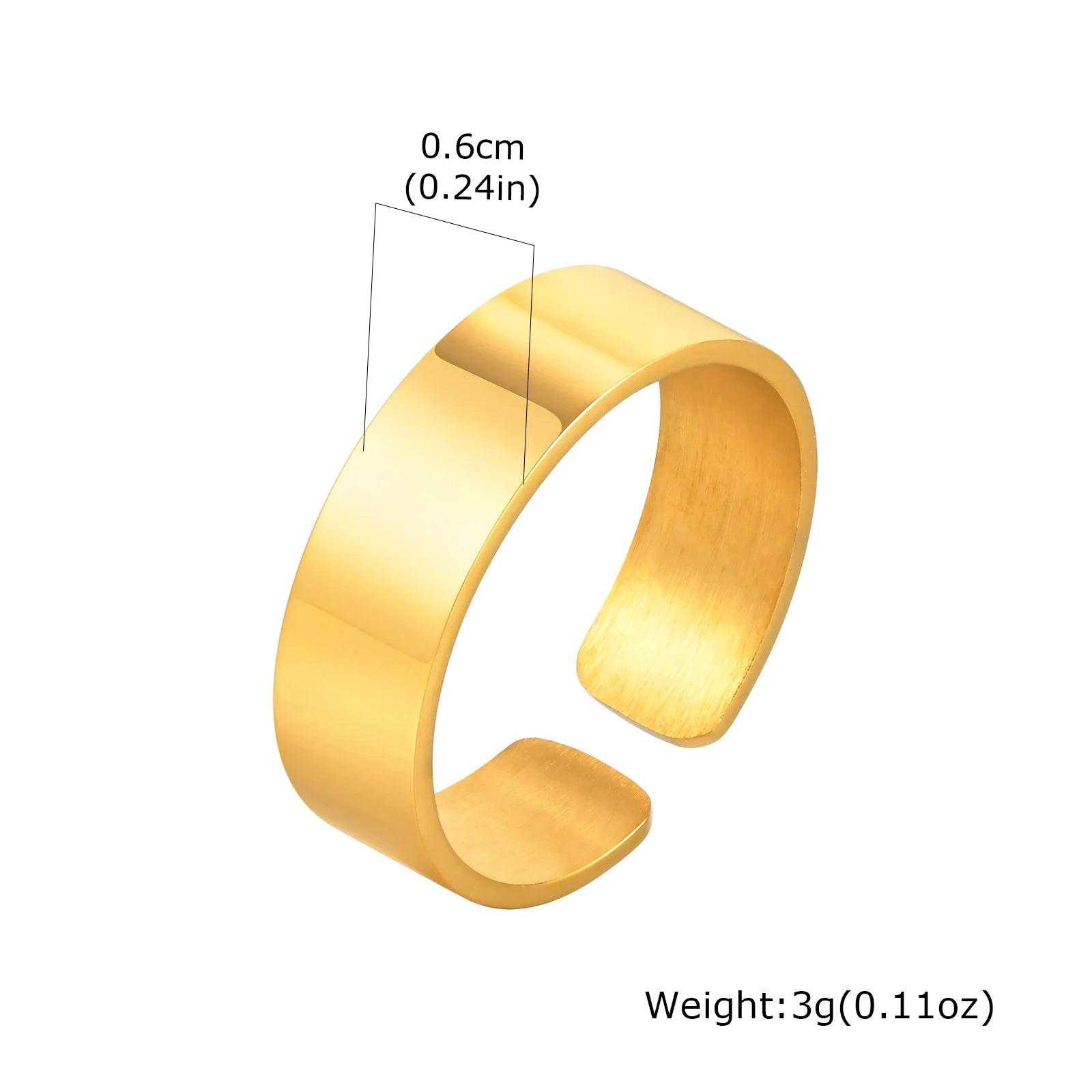Punk Bend Ring for Men Boys,High Polished Stainless Steel Adjustable Ring,6/8/11.5mm Width Simple Ring for Husband Son