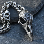 Gothic Raven Skull Pendant Norse Mythology Odin Huginn and Muninn Necklace Pendant Men's Biker Punk Jewelry