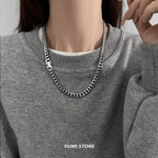 Hip Hop Buckle Cuban Necklace For Man Woman Non Fading Titanium Steel Clavicle Chain Streetwear New Couple Grunge Jewelry Gift