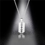 2021 New Fashion Street Hip-Hop Rock Jewerly Men Women Stainless Steel Flame Quenched Razor Blade Pendant Necklaces Punk Jewelry