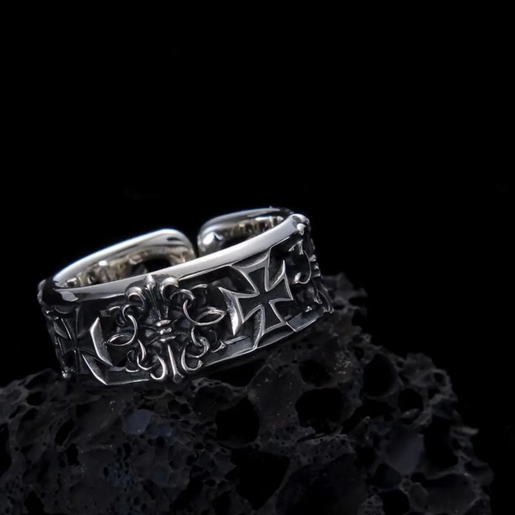 Unisex Adjustable Cross Ring Punk Dark Style Stainless Steel Comfort Fit Jewelry for Daily Wear Gift Idea