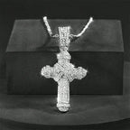 Iced Out Jesus Cross Cuban Pendant — Gold