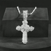Iced Out Jesus Cross Cuban Pendant — Gold