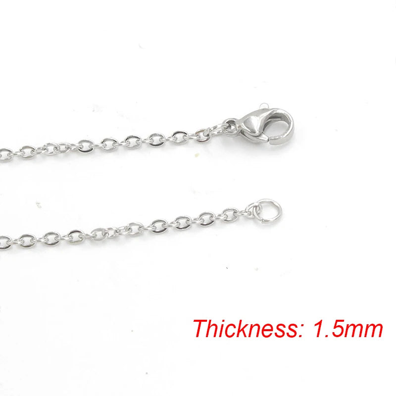 Fnixtar 10Pcs Chain Necklaces 40/45/50/55/60cm Stainless Steel Flat Cable Chain 1/1.5/2mm DIY Jewelry Accessories