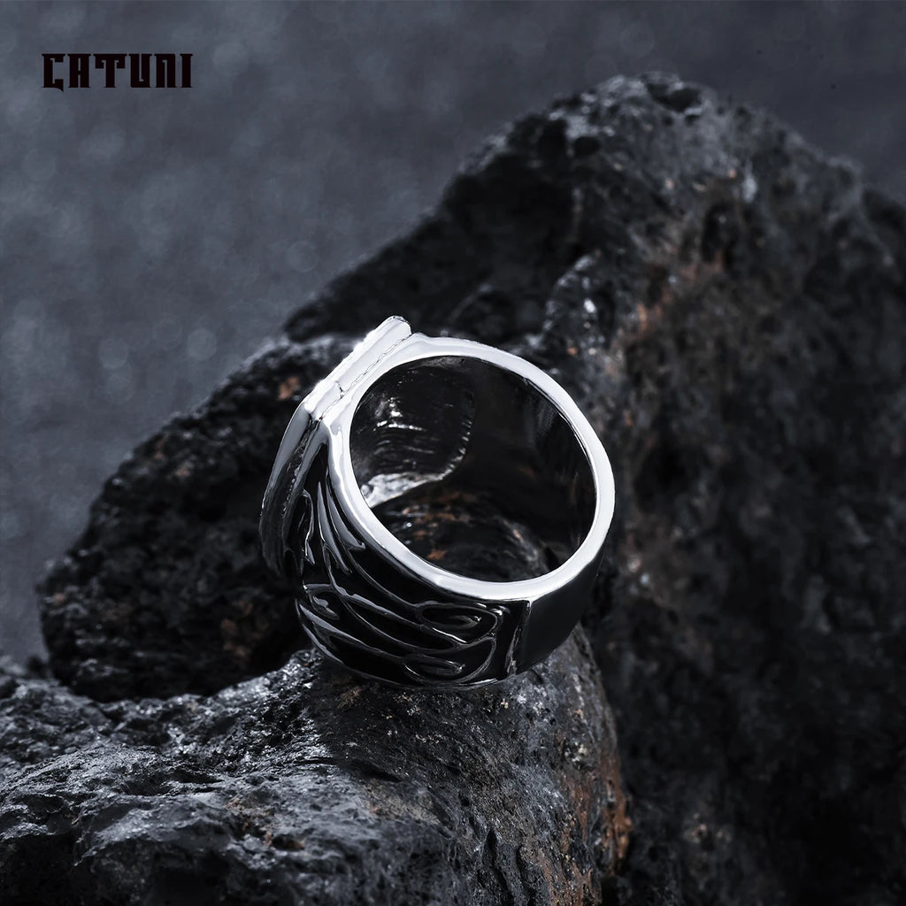 Catuni Black Rings for Men Jonathan Gilbert Family Ring Alaric Saltzman Jeremy Gilbert Jewelry Cosplay Party Fandom
