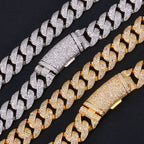 Iced Out Cuban Chain Necklace Stainless Steel 22MM