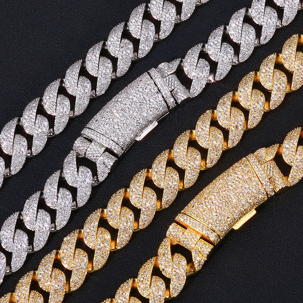Iced Out Cuban Chain Necklace Stainless Steel 22MM
