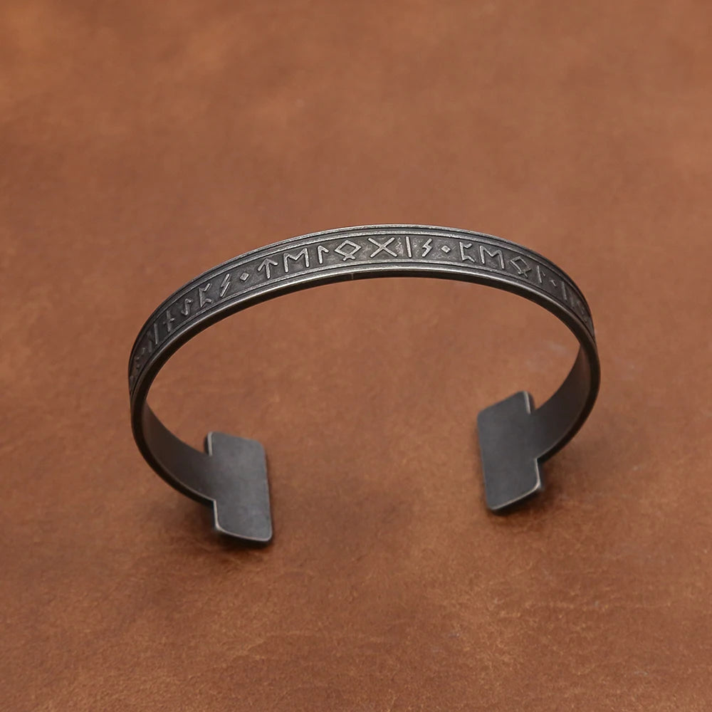 Viking Rune Open Bracelet — Stainless Steel
