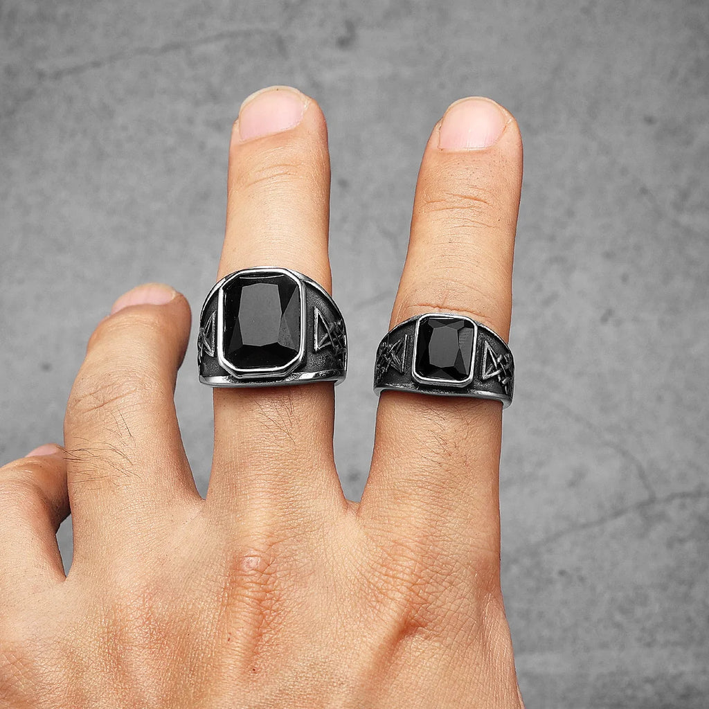Lucifer Gemstone Ring — Stainless Steel