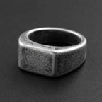 Vintage Polished Square Signet Ring — Stainless Steel