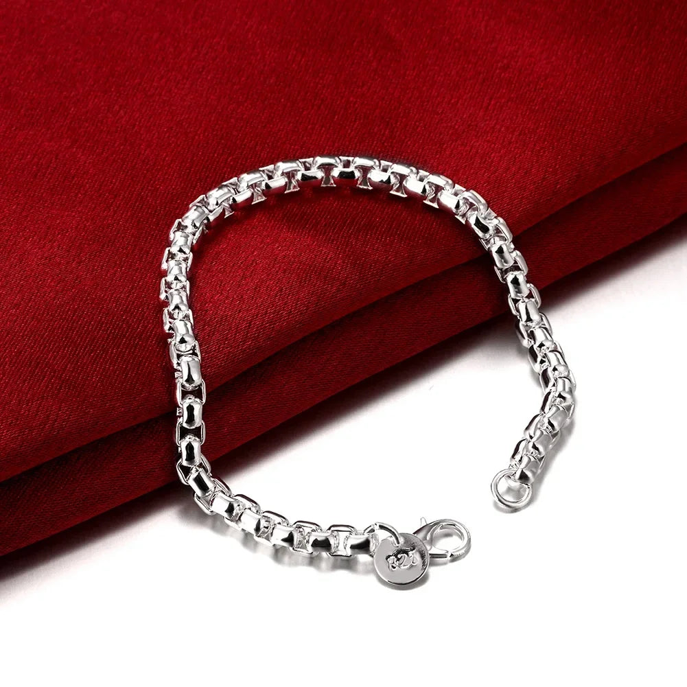 Silver-Tone Box Chain Necklace Bracelet Set, 4mm
