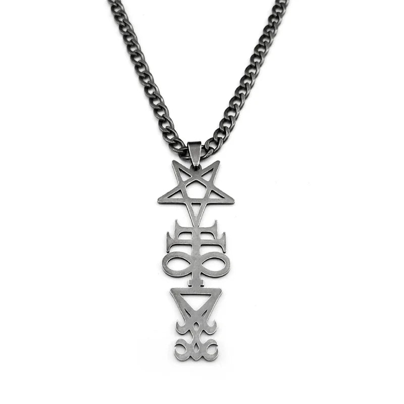 Satanic Cross Pendant Necklace — Stainless Steel