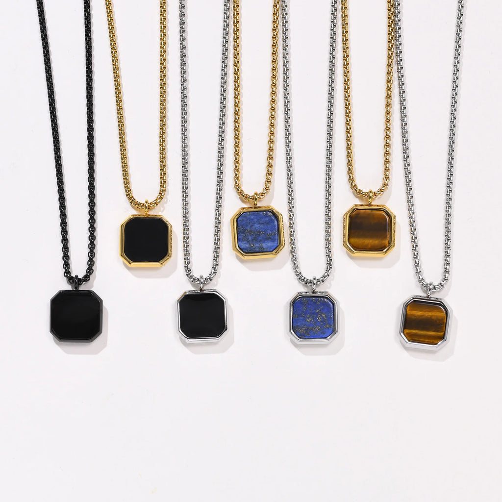 Tiger Eye Lapis Stone Pendant — Stainless