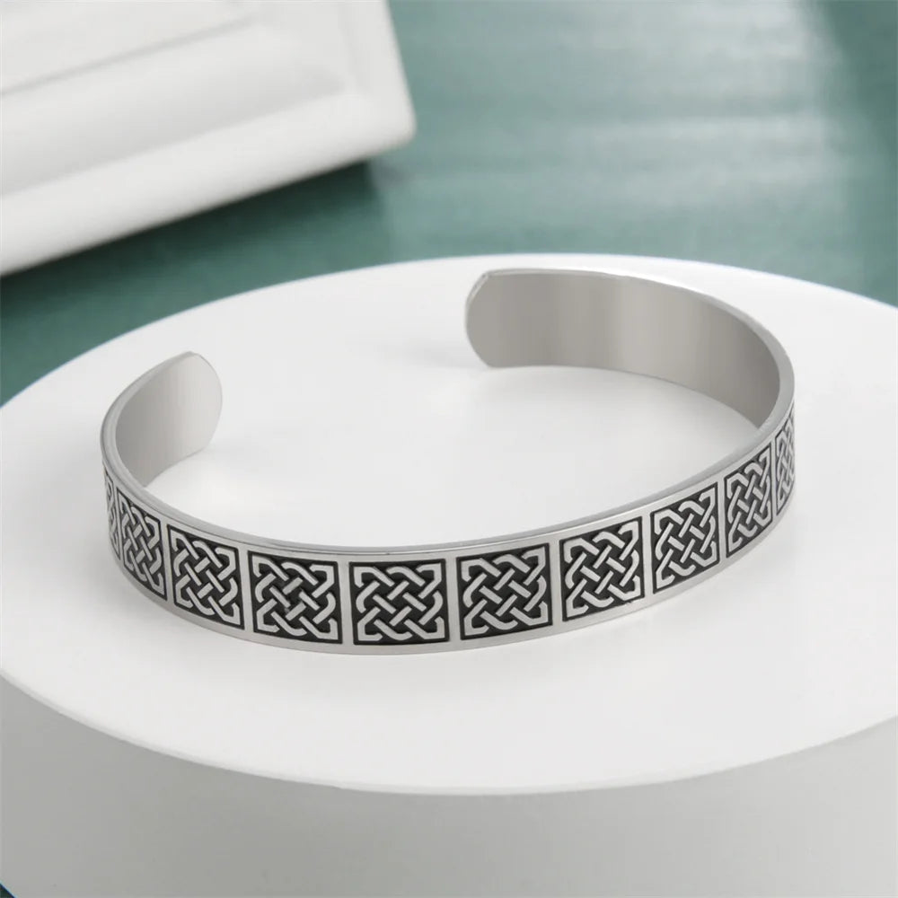 My Shape Vintage Viking Celtics Knot Bangles for Men Couple Stainless Steel Adjustable Open Cuff Bangle Bracelets