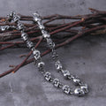 Stainless steel new design men punk skull chain necklace men fashion stainless steel charm bracelet jewelry with wooden