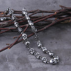 Stainless steel new design men punk skull chain necklace men fashion stainless steel charm bracelet jewelry with wooden