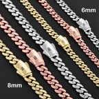 Rose Gold Cuban Chain Necklace Smooth 6/8MM