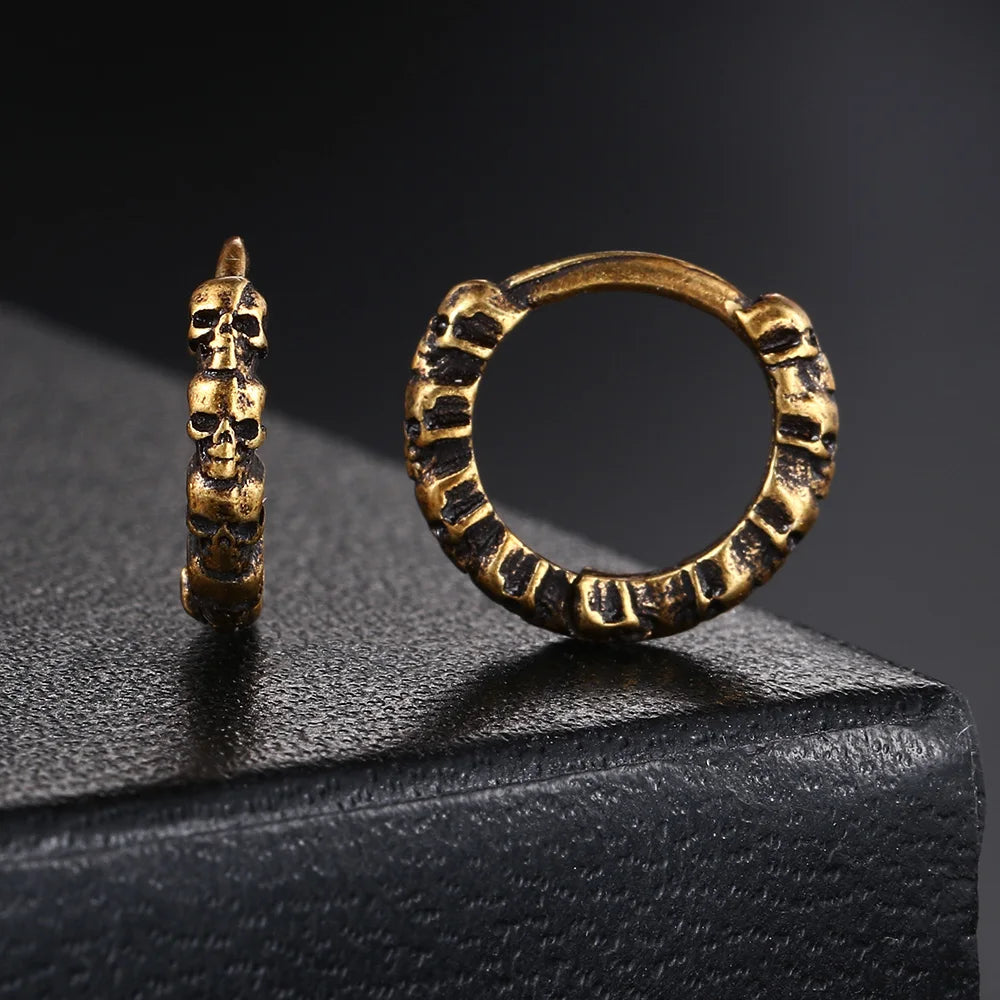 Silver Skull Hoop Earrings Statement