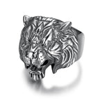 Hip Hop Gold Color Lion Head Ring Stainless Steel Big Large Animal Lion Finger Rings For Men Boys Punk Rapper Jewelry