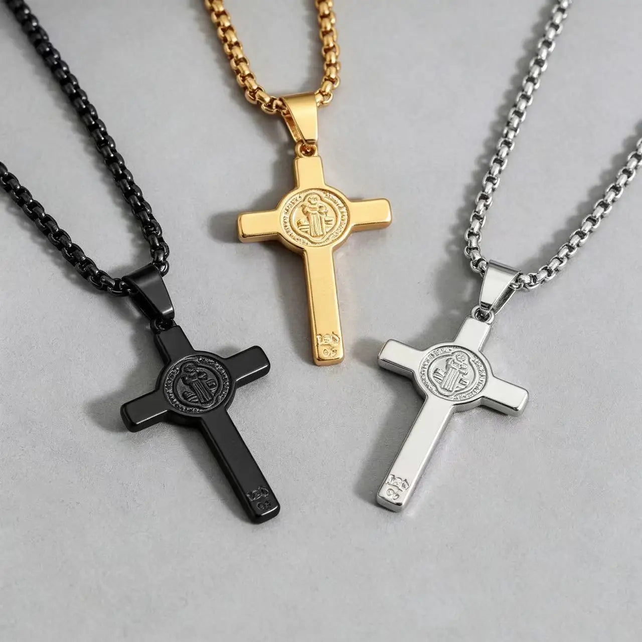 Cross Saint Benedict Steel Pendant Cruz San