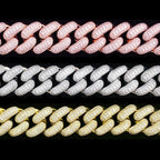 Aokaishen 32mm Iced Out Thick Heavy Miami Baguette Cuban Link Chain for Men 5A Cubic Zirconia Gold Plated Hip Hop