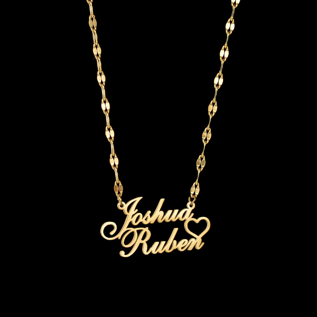 Custom Crown Heart Pendant Necklace — Stainless Steel