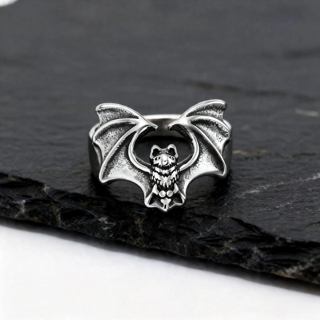 Gothic Winged Bat Ring — Stainless Steel