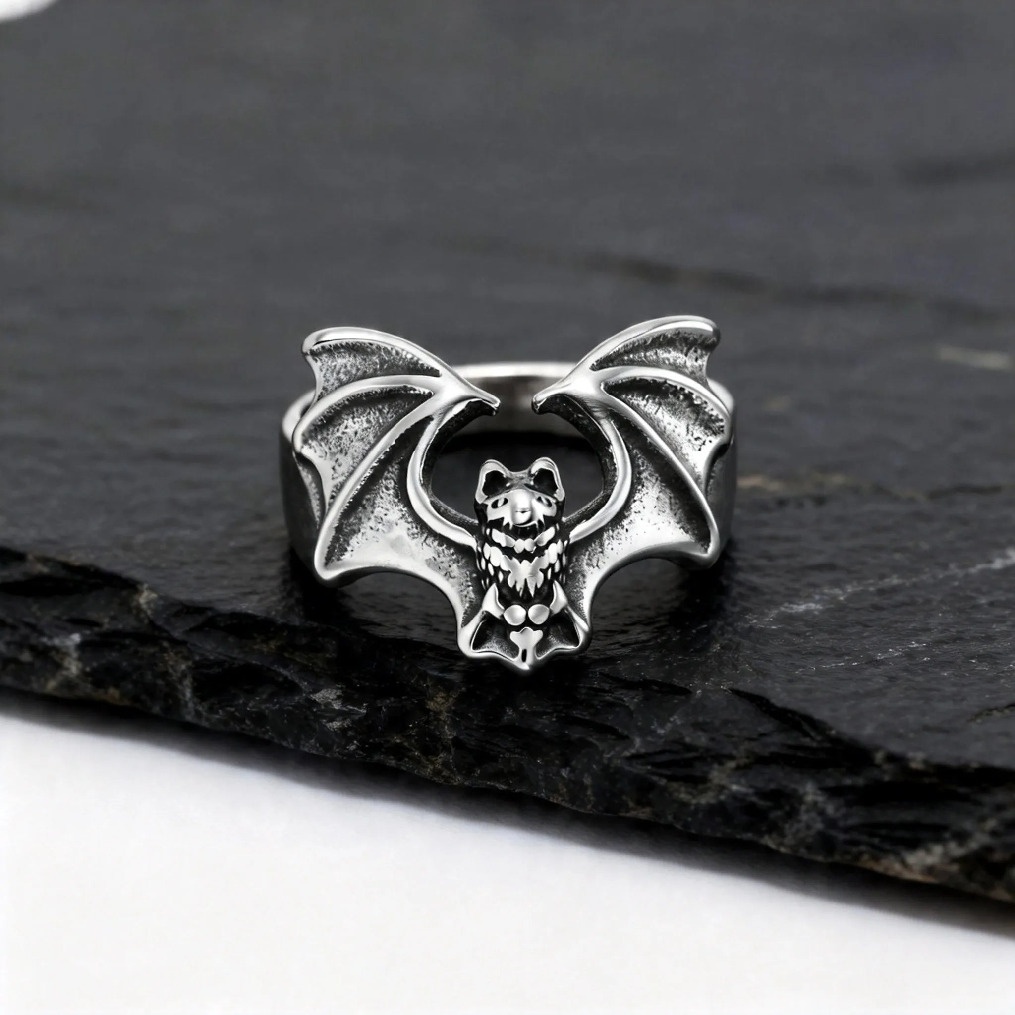 Gothic Winged Bat Ring — Stainless Steel