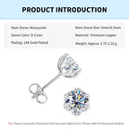 Rrjzz Certified 0.5CT-1CT D Color VVS1 Moissanite Stud Earrings 925 Sterling Silver Plated Hypoallergenic Earrings for Men Women