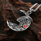 Dragon Stone Moon Pendant — Stainless Steel