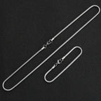 Silver-Tone Snake Chain Necklace Bracelet Set, 3mm