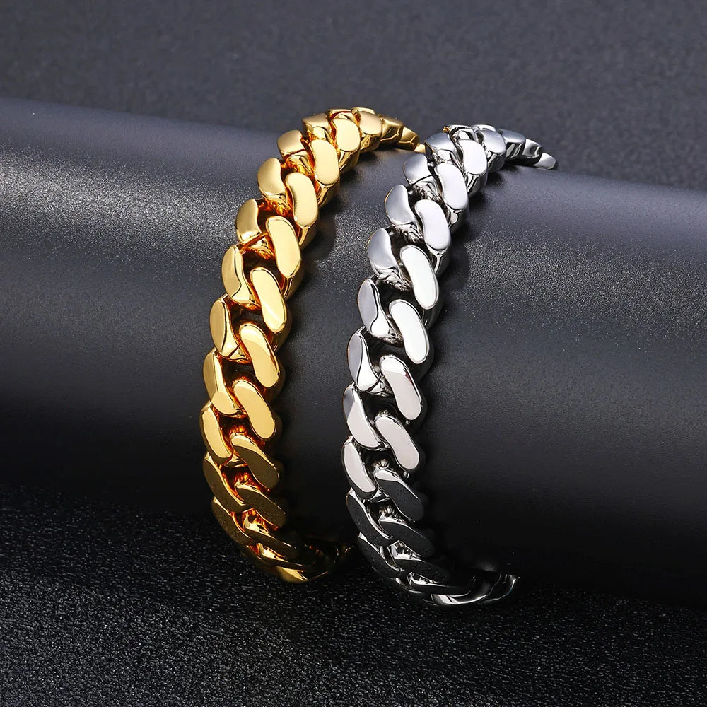Gold Cuban Chain Necklace 10MM Smooth 18K