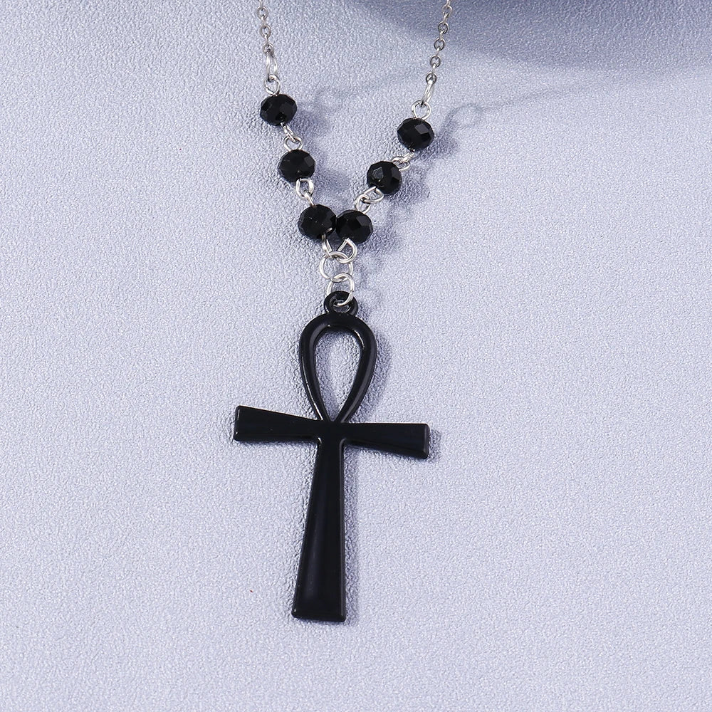 Gothic Skull Love Heart Necklace for Women Men Religious Crucifix Necklaces Punk Jewelry Gifts