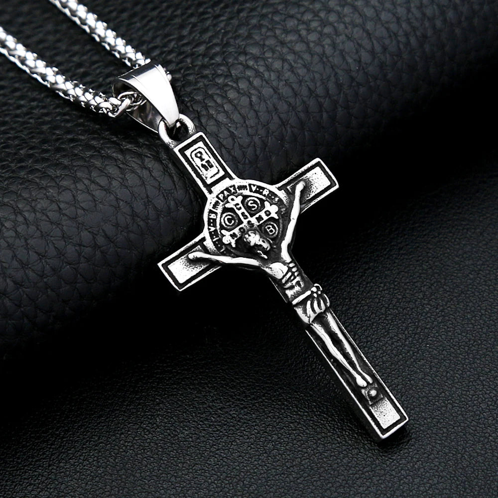 Vintage Jesus Cross Pendant — 316L Stainless Steel