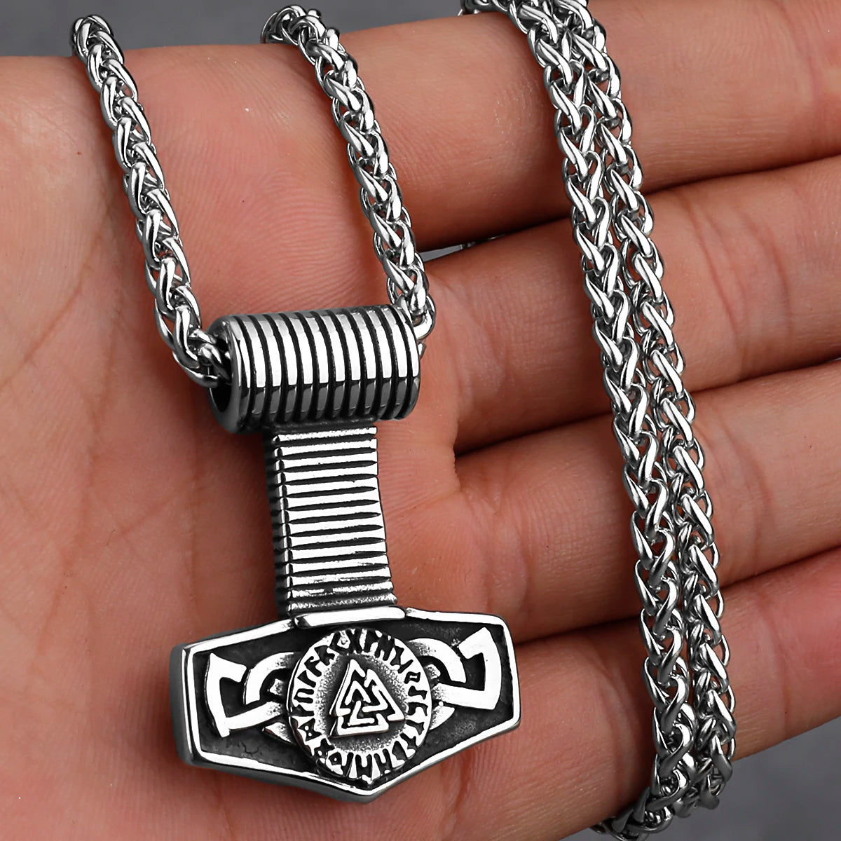 Original Viking Stainless Steel Thor Hammer Multiple Styles Domineering Unisex Necklace Pendant Boyfriend Gift