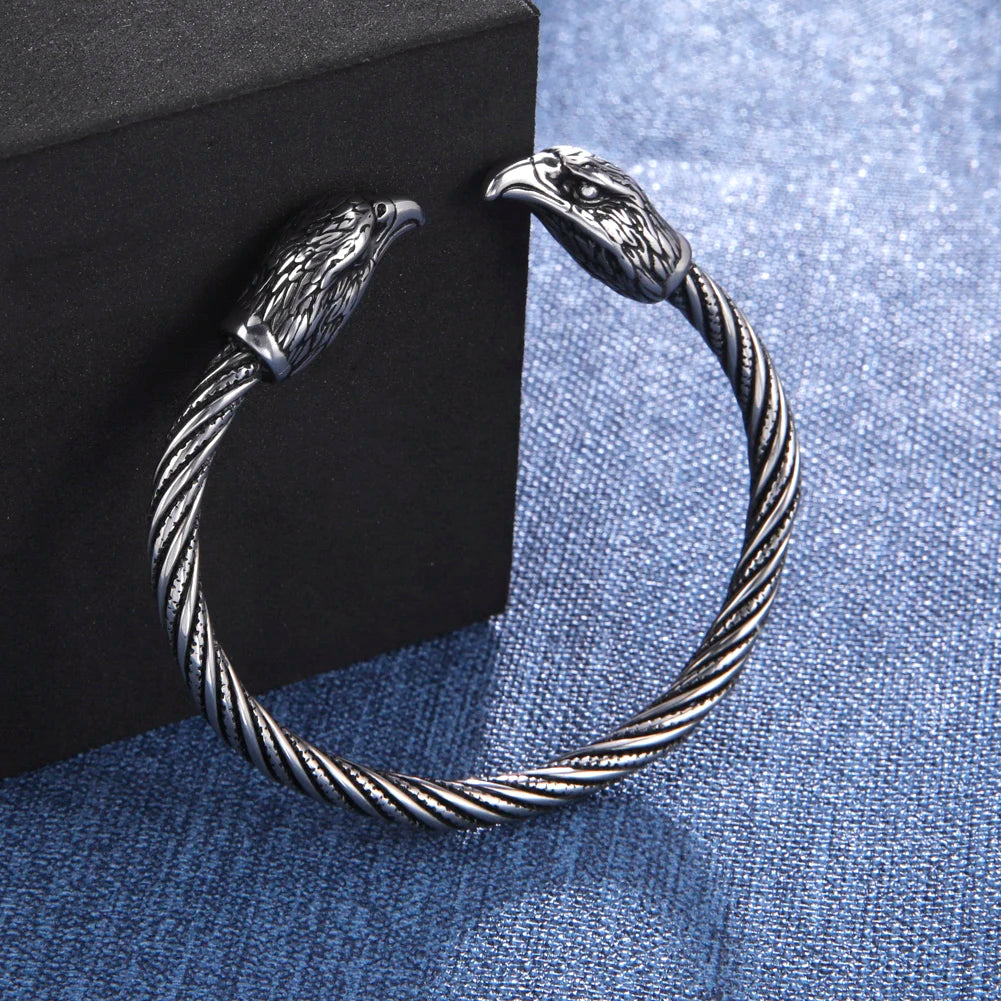 My Shape Viking Animal Cuff Bangles for Men Punk Wolf Lion Leopard Skeleton Stainless Steel Bracelet Nordic Vintage