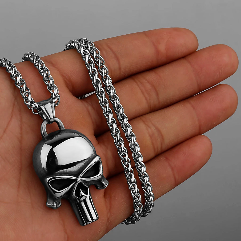 Neo-Gothic Skull Pendant Necklace — Stainless Steel