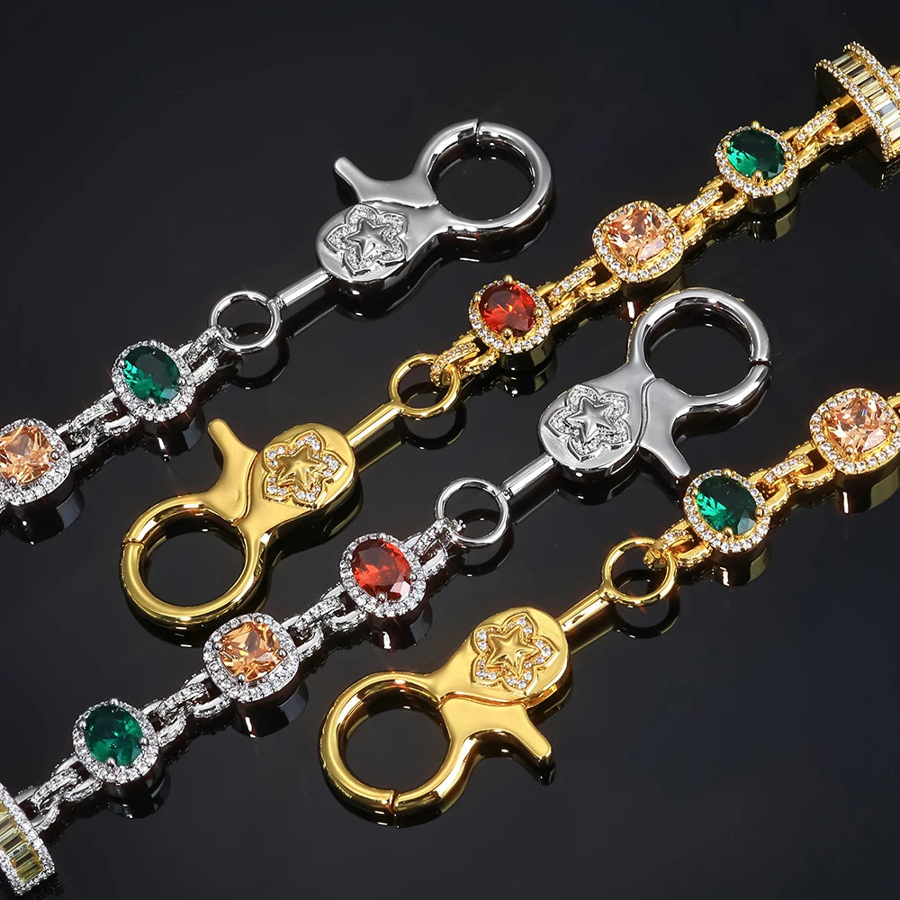 Iced Out Waist Chain Colored Zircon Geometric