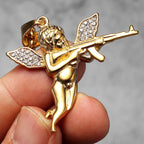Angel AK47 Pendant Necklace — Stainless Steel